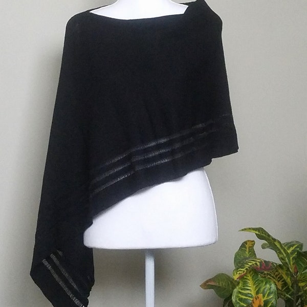 Black shawl women wrap accessories poncho merino wool scarf wool mantle caftan shrug women clothes cape wool poncho coverup wool wrap