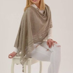 Beige eco linen shawl women wrap accessories poncho linen scarf boho caftan shrug women summer clothes cape linen poncho coverup linen wrap