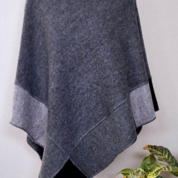 Grey poncho women wool wrap accessories poncho merino wool scarf mantle caftan shrug women clothes cape wool poncho coverup wool wrap