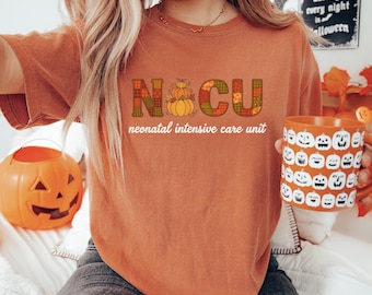 Comfort Colors® Nicu Fall Pumpkin Shirt, Halloween Nicu Nurse, Halloween Neonatal Icu Nurse Thanksgiving Shirt, Neonatal Intensive Care Unit