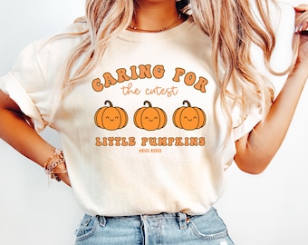 Nicu Comfort Colors® Fall Nurse Shirt, Caring for the Cutest Pumpkins Tee, Halloween Neonatal Icu Thanksgiving Neonatal Intensive Care Unit