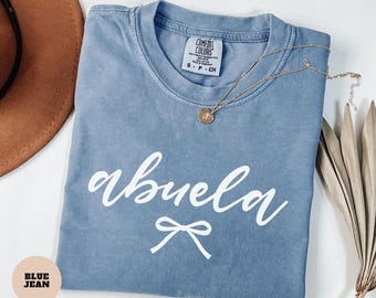 Comfort Colors® Abuela Shirt, Coquette Yiayia Gift For New Grandma Mother's Day Gift for Nonnie, Gender Reveal Pregnancy Announcement Tee