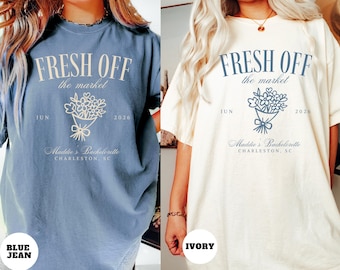 Bachelorette Party Shirts, Fresh Off the Market, Custom Floral Bachelorette Shirts, Personalized Garden Bachelorette Party Bridal Party Gift