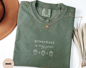 Preschool Comfort Colors® Shirt, Strawberry Preschool is my jam Tshirt, Pre-k Team Teacher Appreciation Gift, Back to School Tee