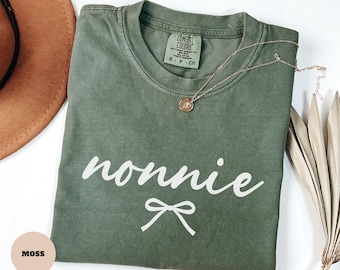Comfort Colors® Nonnie Shirt, Coquette Nonna Gift For New Grandma Mother's Day Gift for Mimi, Gender Reveal Pregnancy Announcement Tee