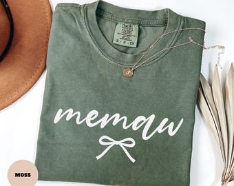 Comfort Colors® Memaw Shirt, Coquette Nonna Gift For New Grandma Mother's Day Gift for Nonnie, Gender Reveal Pregnancy Announcement Tee