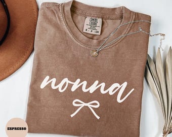 Comfort Colors® Nonna Shirt, Coquette Nonnie Gift For New Grandma Mother's Day Gift for Mimi, Gender Reveal Pregnancy Announcement Tee