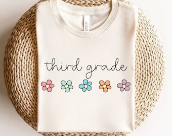 Third Grade Shirt, Floral Third Grade Teacher Shirt, 3rd Grade Teacher Team Shirts, Retro Teacher Shirt, 3rd Grade Shirt, Back to School Tee