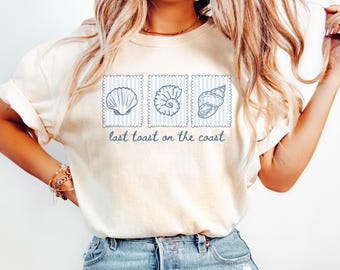 Last toast On the Coast Bachelorette Shirt, Beach Bachelorette Party Shirt, Custom Coastal Bridesmaid Proposal Gifts, Seashell Bridal Party