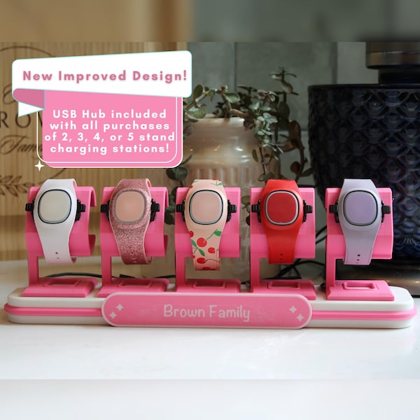 Estação de carregamento personalizável para MagicBand compatível com a MagicBand+ da Disney | Suporte e organizador personalizado para MagicBand