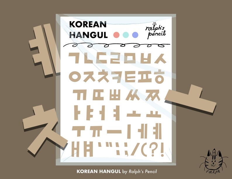 Korean Hangul Digital Stickershanddrawn Korean Alphabet, Goodnotes