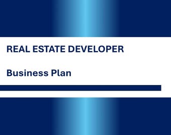 Könnte beinhalten: Ein Businessplan für einen Immobilienentwickler. Der Titel ist in weißer Schrift auf blauem Hintergrund mit einem Farbverlauf von blau zu hellblau.