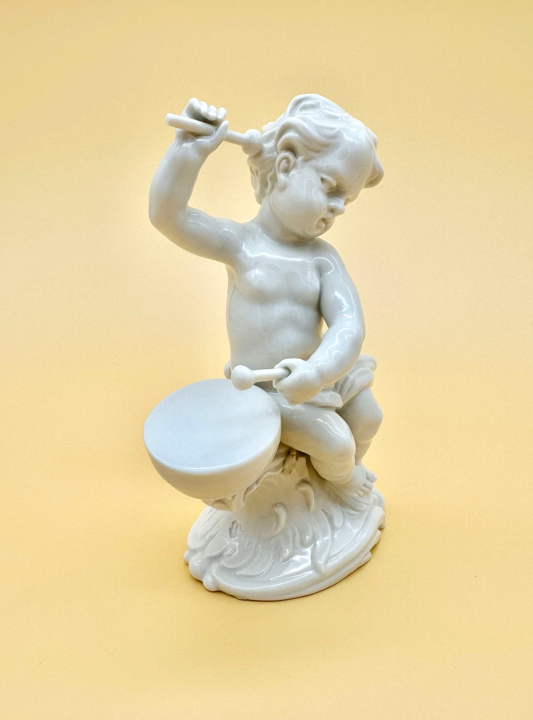 Porcelain Statue of Cherub Drummer Boy TC 1963 Signed and Etsy