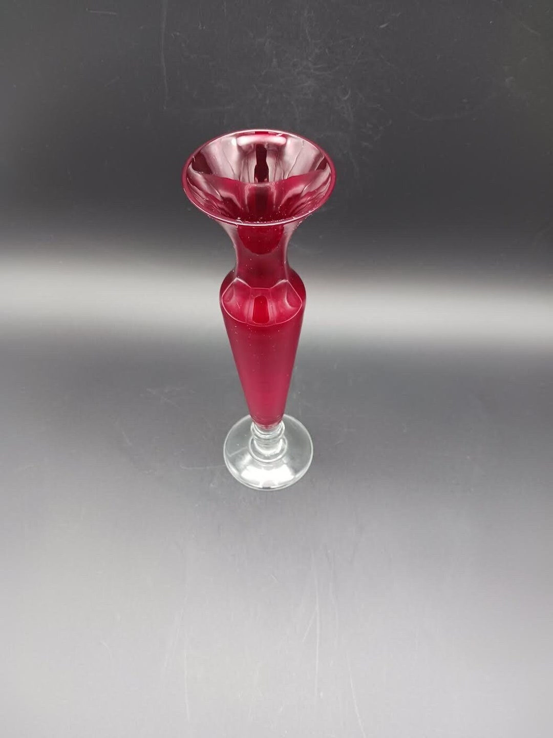 8 Inch Ruby Red Glass Bud Vase Base is 2.25 Inch Diameter Etsy