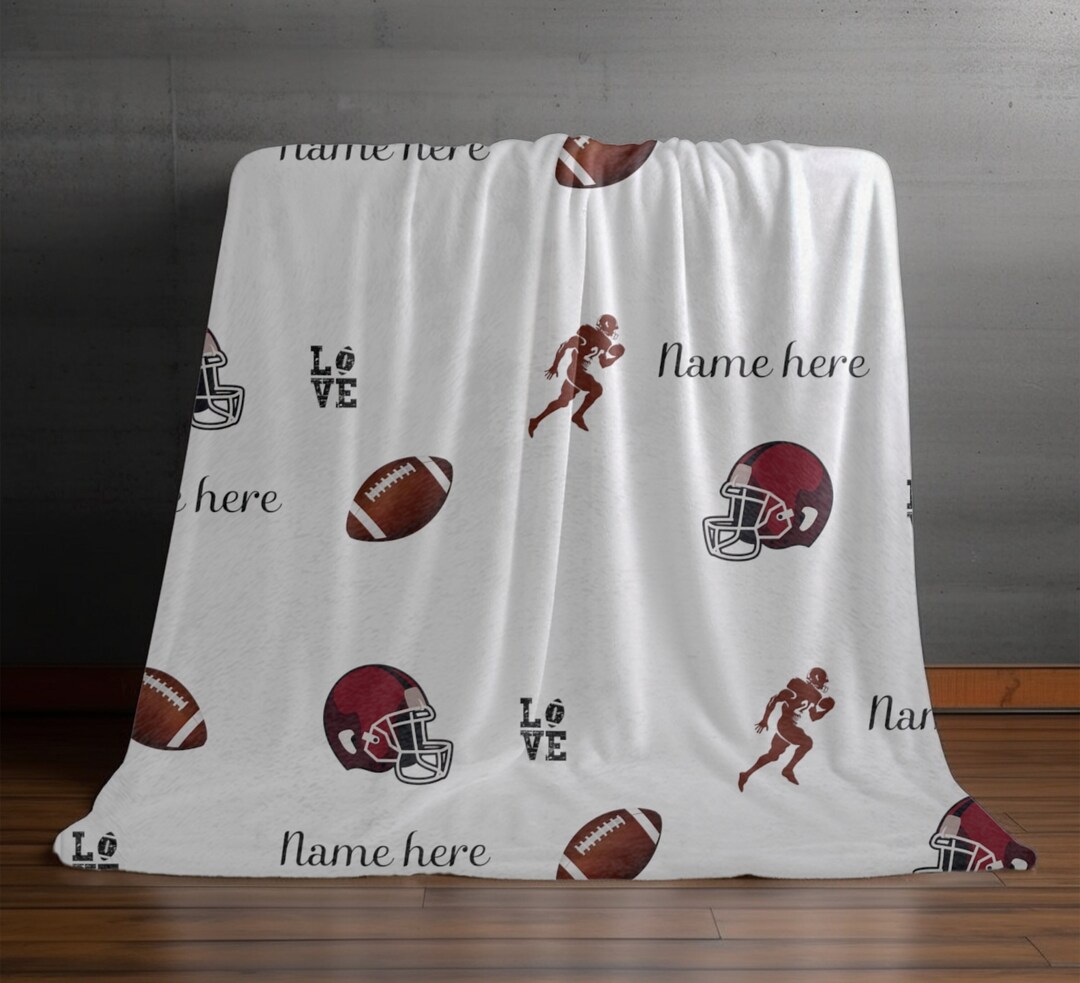 Personalized Football Blanket, Sports Fan Throw, Football Blanket