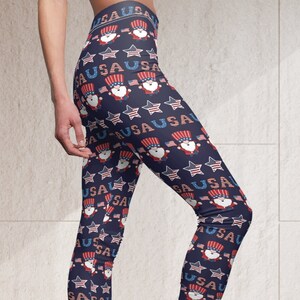 Women&#39;s 4th of July Printed Leggings for Women Outfit | Patriotic Yoga Pants Design Leggings | Independence Day Clothing Gift for Her | Yoga
