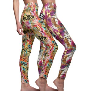 Funky leopard Leggings for Women | Casual Print Tights | Comfy Yoga Pants | Buttery Soft Stretchy Leggings | Workout Leggings Pants