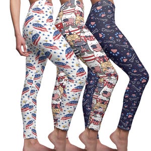 Patriotic Animal Leggings | Independence Day Gift | 4rth of July Leggings | American Flag Leggings for Women | Soft & stretchy | Yoga Pants