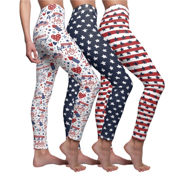 American Leggings for Women | Patriotic Yoga Pants | Independence Day Outfit | 4th of July Leggings | Butter Soft Stretchy Pants | Plus size