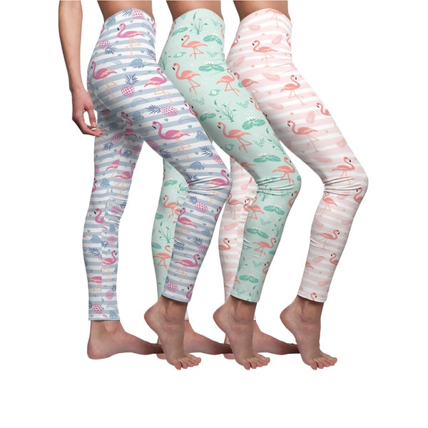 Flamingo Leggings| Summer Leggings | Tropical Leggings | Flamingo Gift | Buttery Soft Stretchy Pants | Women Activewear | Plus Size Leggings