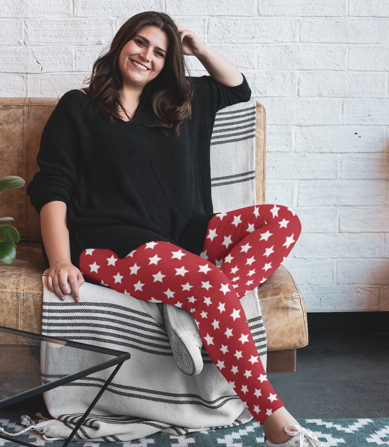 Womens Plus Size July Fourth Independence day Red White And Blue Stars and Stripes Leggings