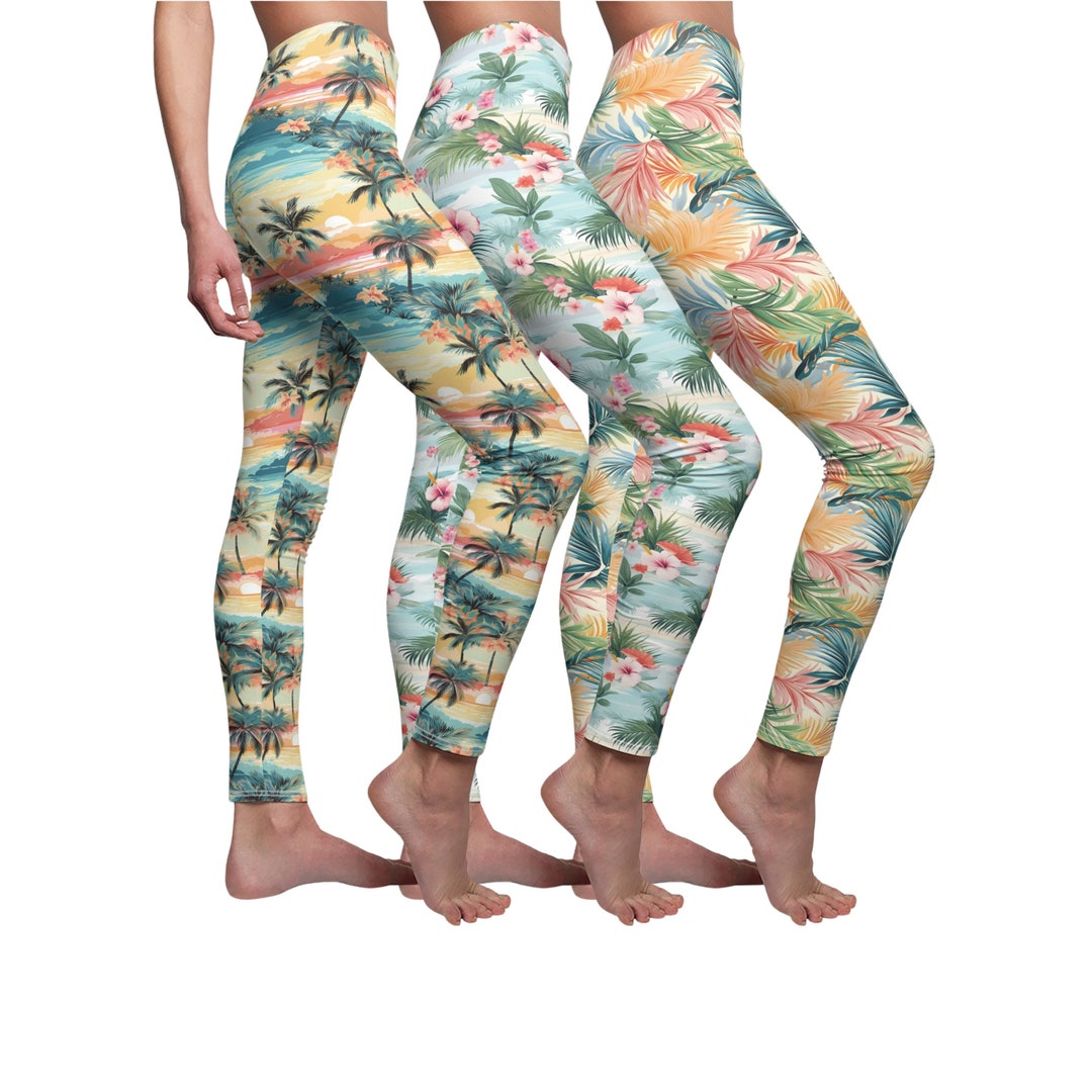 Tropical Beach Summer Leggings | Yoga Leggings | Printed Leggings ...