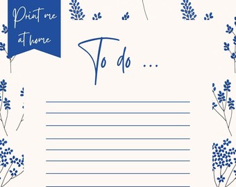 Printable to Do List, Watercolor Floral Planner Insert, Blue Floral ...