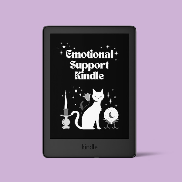 Emotional Support Kindle - Kindle Lock Screen, Witchy Cat, Bookish Quote, Booktok, Kindle Book Cover, Kindle Wallpaper, Halloween Kindle