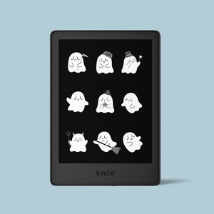 Halloween Ghost Pattern - Kindle Lock Screen, Fall Design, Cute Ghosts, Booktok, Kindle Book Cover, Kindle Wallpaper, Kindle Paperwhite