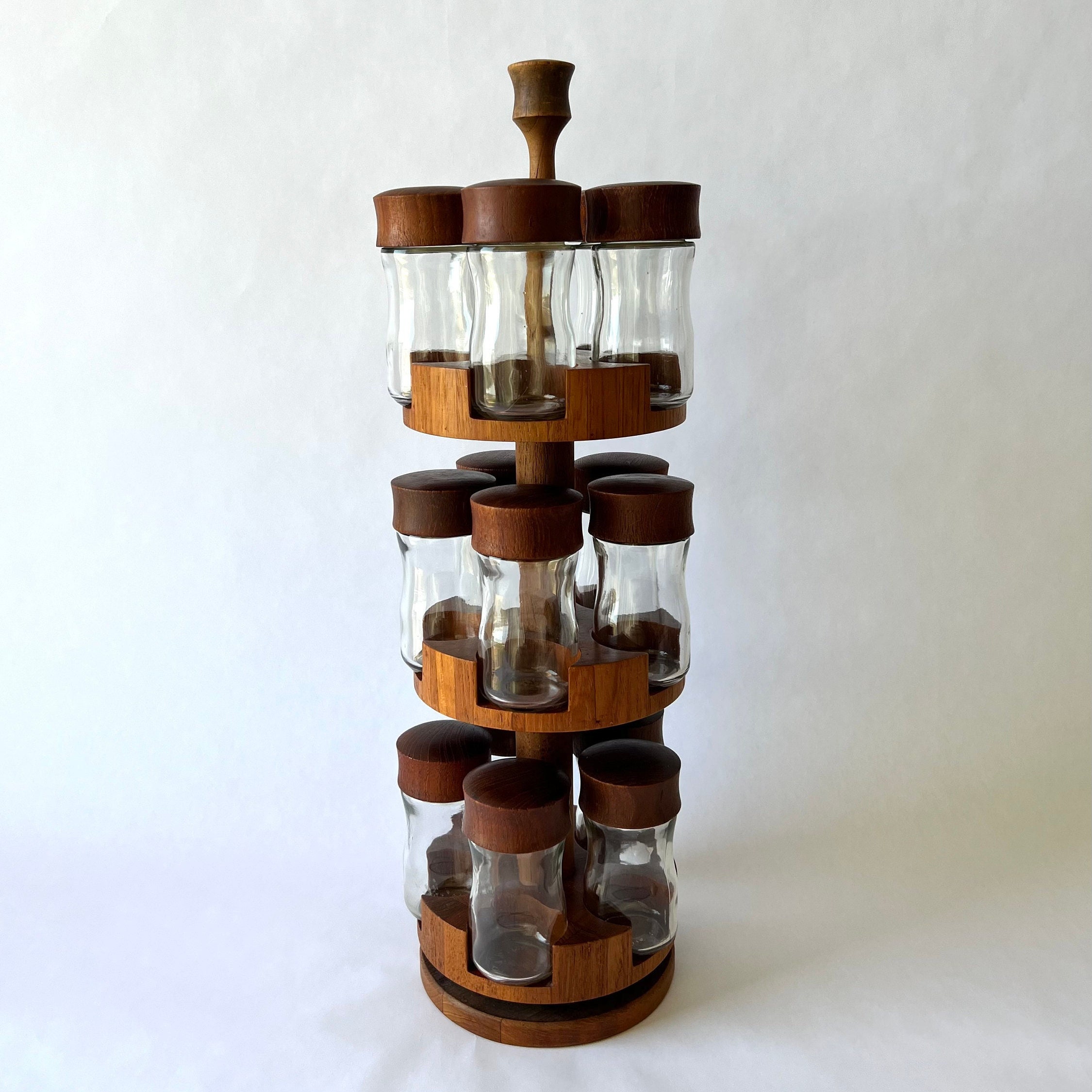 Tower Rose Gold 8 Jars Rotating Revolving Glass Spice Jars Rack