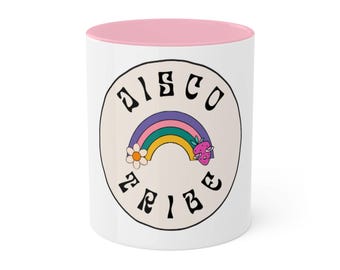 Retro Rainbow Vibes Mug | Boho Coffee Mug | Colorful Ceramic Mug | Vintage-Inspired Mug | Perfect Gift for Coffee Lovers | 11oz & 15oz