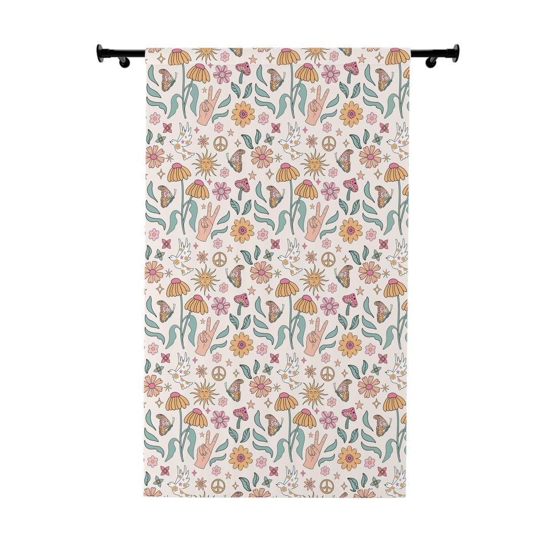 Boho Window Curtains, Boho Home Decor, Trippy Home Decor, Psychedelic ...