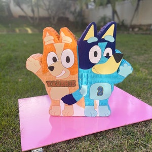 Bluey & Bingo Piñata | Custom Handmade Piñata for Kids' Birthday Party | Cartoon Dog Theme | Bluey Party Decor