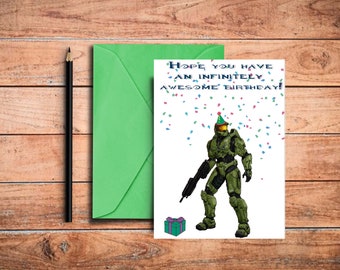 Video Game Birthday Card - Halo - Gamer Birthday Card - Funny - Geek - Card for boyfriend, friend - Printable