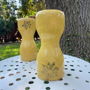 Yellow Stoneware Salt & Pepper Shakers Mid Century Modern