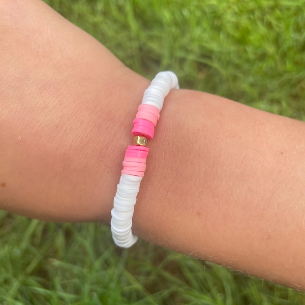 Pink fade clay bead bracelet