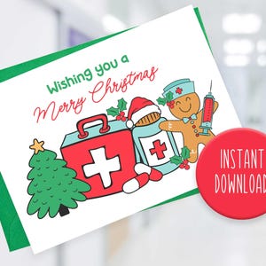 Krankenschwester Weihnachtskarte - Weihnachtskarte für Krankenschwestern - Medizinische Weihnachtskarte - Weihnachtskarte für Krankenschwestern - Geschenkanhänger für Krankenschwestern