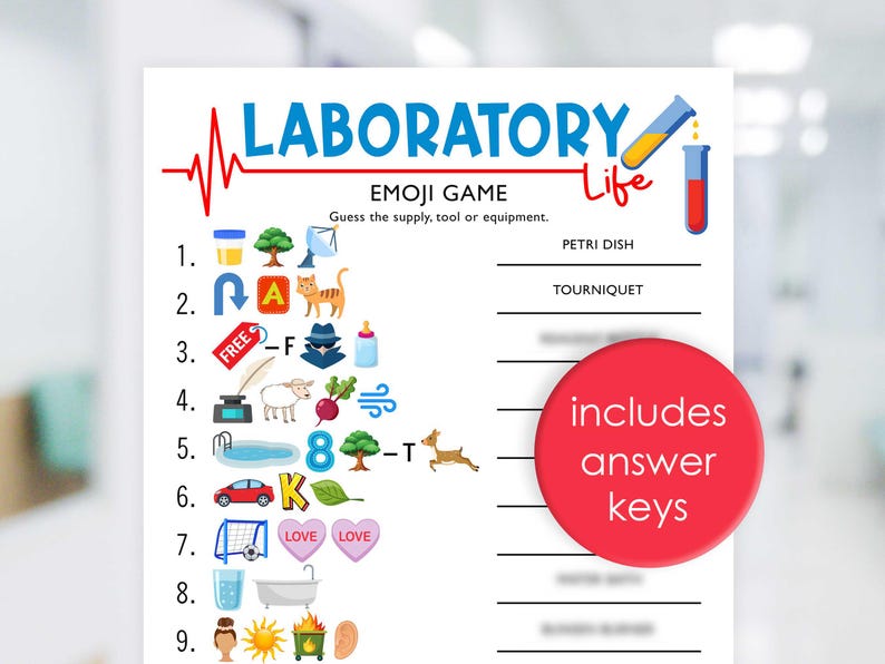 Lab Supplies Emoji Game | Lab Game | Lab Emoji Game | Lab Week ...