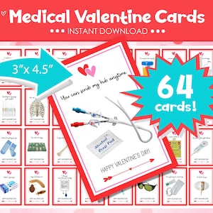 Medizinische Valentinskarten – Gesundheitswesen-Valentinskarten – Krankenschwester-Valentinskarten – Lustige Valentinskarten – 64 Valentinskarten