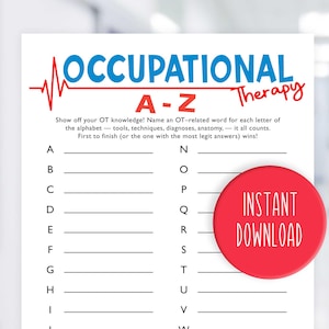 OT A to Z Game | Occupational Therapy Game | OT Game | Occupational Therapy Word Game | Occupational Therapy Activity | OT Appreciation