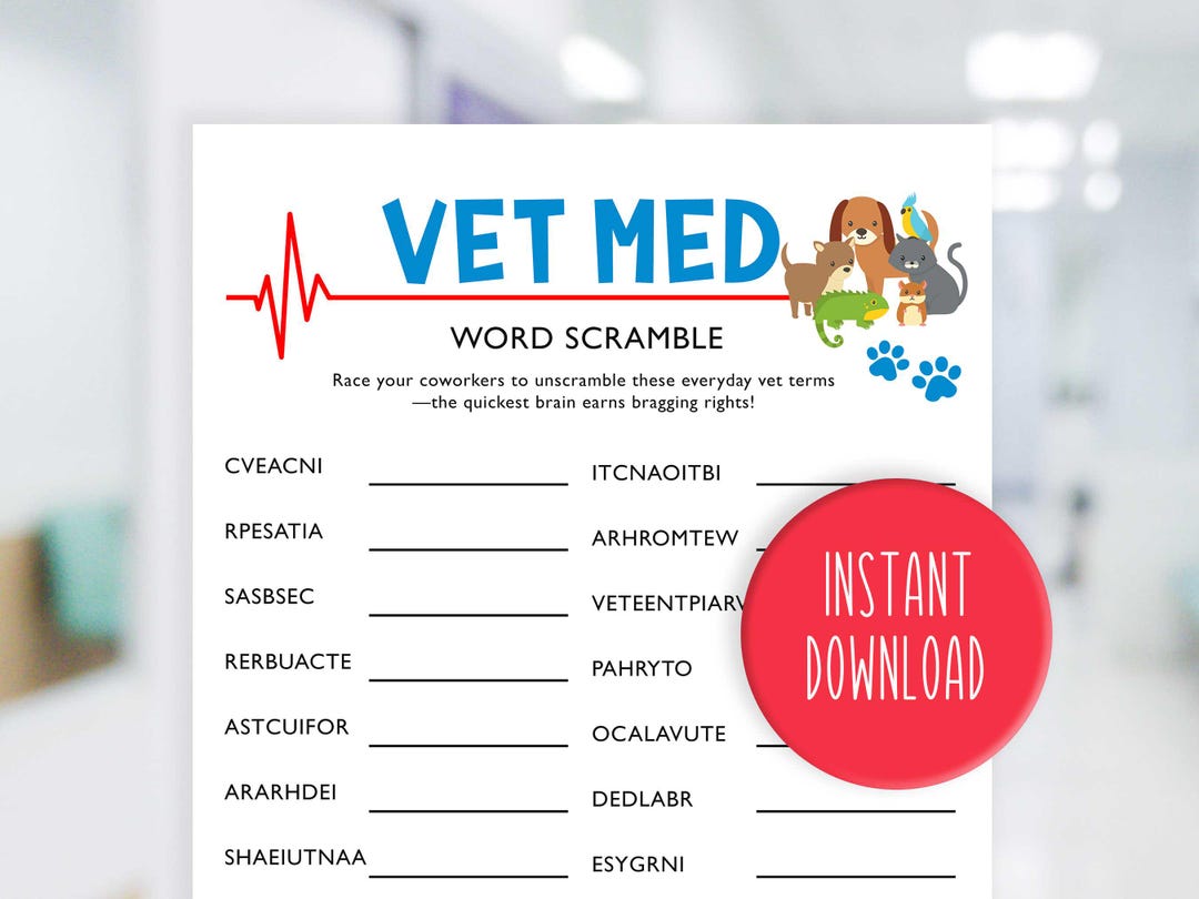 Word Scramble | Veterinary Game | Vet Tech Game | Vet Tech Activity ...