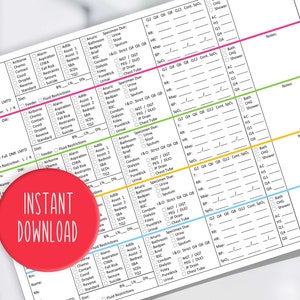 Nurse Shift Planner - CNA Report Sheet - PCT Shift Planner - LTAC Shift Planner - Nurse Report Sheet - 5 Patient Report Sheet with Check Box