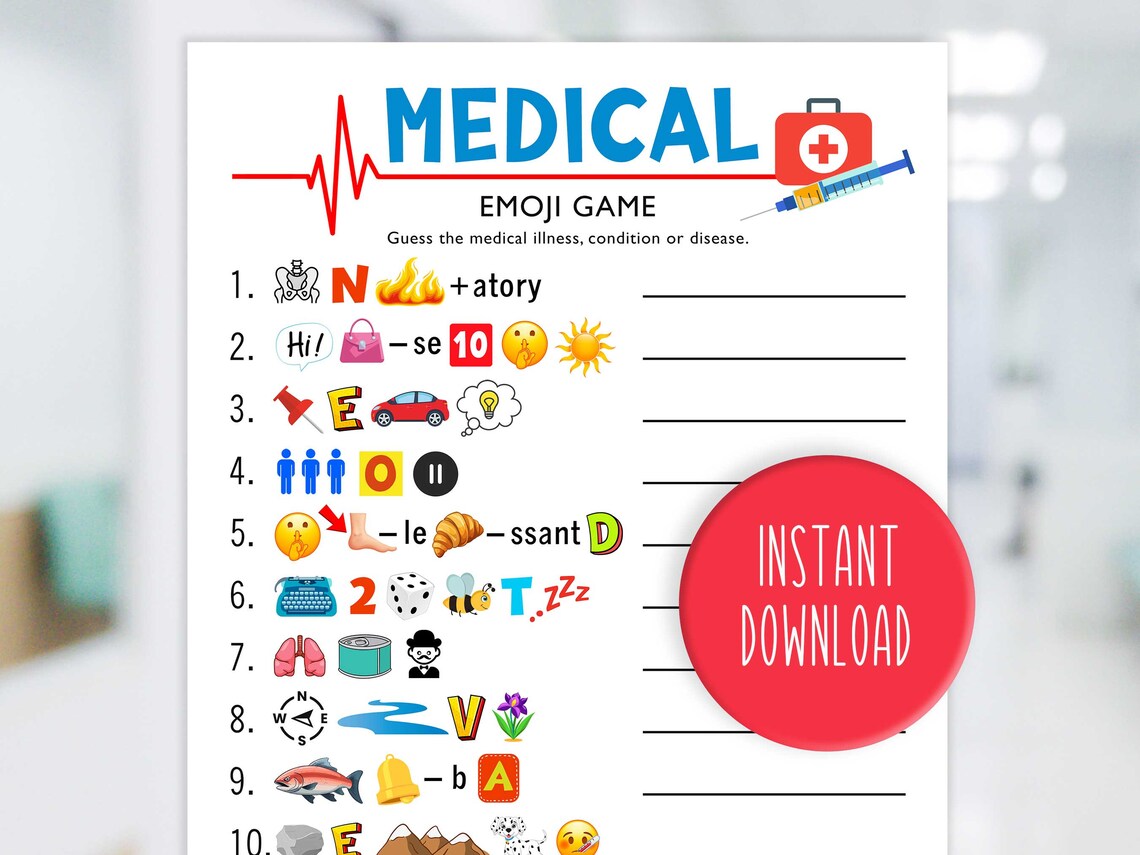 Medical Emotes Medical Emoji Game - Disease Emoji Game - Healthcare Emoji Game ...