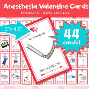 Tarjetas de San Valentín de anestesia - Tarjetas de San Valentín CRNA - Tarjetas de San Valentín de anestesiólogo - Tarjetas de San Valentín médicas - Tarjetas de San Valentín de atención médica