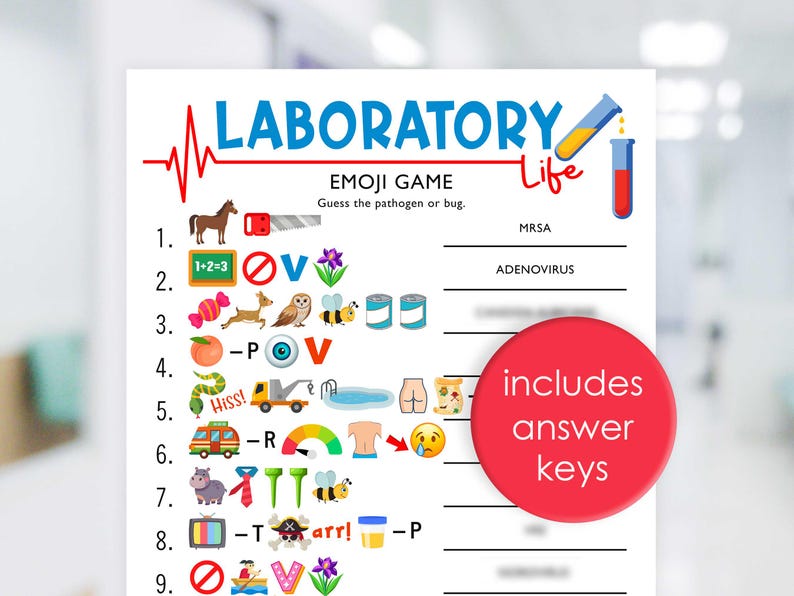 Lab Pathology Emoji Game | Lab Game | Laboratory Game | Lab Week ...