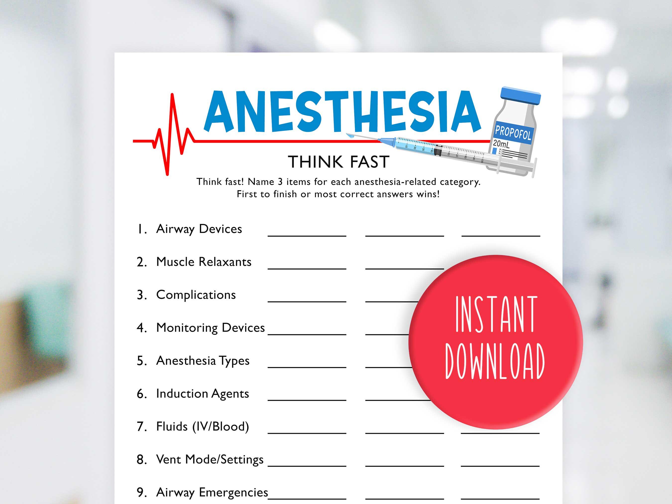 Think Anesthesia Checklist Images Anesthesia Think Fast Game | Anesthesiologist Game | Anesthesia ...
