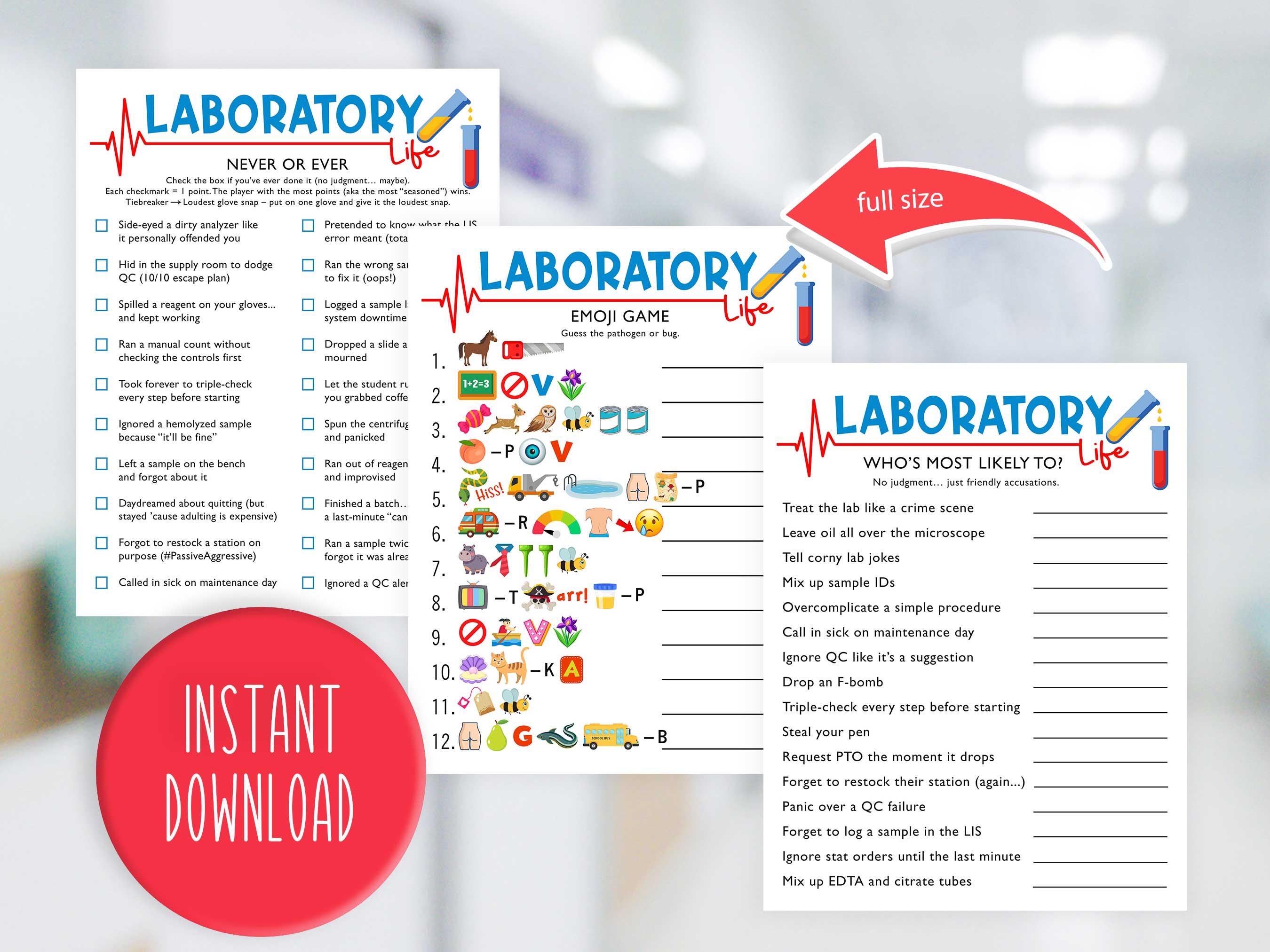 Lab Game Bundle | Lab Week | Lab Appreciation | Fun Printable Games for ...