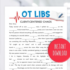OT Libs Game | Occupational Therapy Game | Occupational Therapy Word Game | Occupational Therapy Activity | OT Appreciation | OT Game