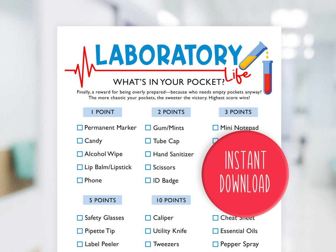 What's in Your Pocket? Lab Game | Lab Week | Lab Appreciation | Fun ...