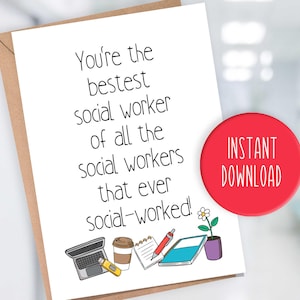 Cartão de Assistente Social - Cartão de Agradecimento de Assistente Social - Cartão de Apreciação de Assistente Social - Cartão de Graduação de Assistente Social - Etiqueta de Presente de Assistente Social